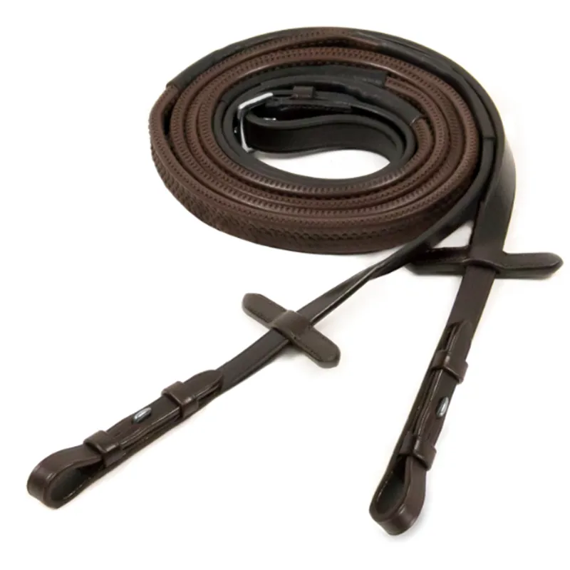 Schockemohle Rubber Reins - Dark Brown/Silver